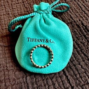Tiffany & Co 925 sterling silver Ziegfeld Beaded stacking Ring - size 8